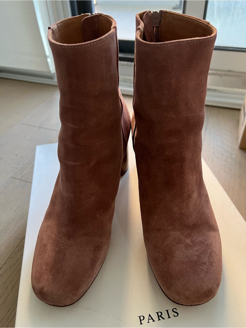 Sandro Rose-Brown Suede Ankle Booties